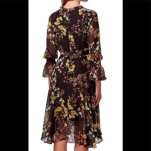 Tahari ASL 3/4 Sleeve Floral Chiffon Wrap Dress